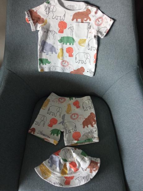 Letný komplet zvieratá čiapka kraťase tričko, f&f,86