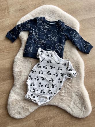Mikina a body mickey mouse, h&m,80