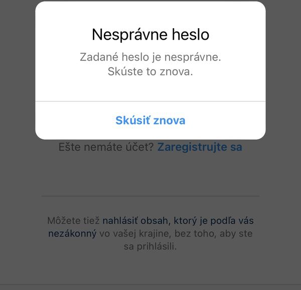 Riešenie problému s neplatným heslom na Instagrame