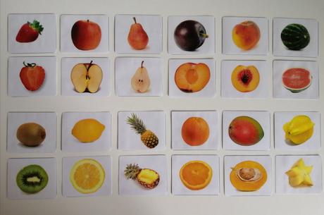 24 ks montessori kartičiek - ovocie,