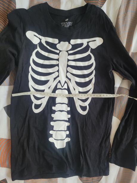 Tričko s dlhým rukávom dvojicky motív kostra, h&m,122