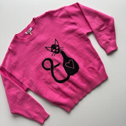 Dievčenský sveter s mačičkou ružová, 152