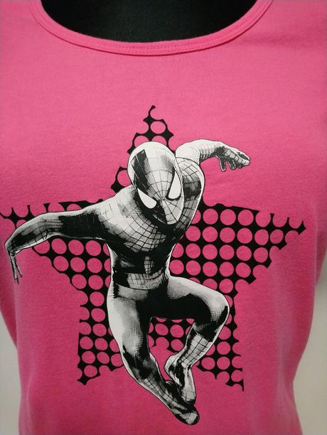 Dámsky sýto ružový bavlnený top, spidermane, m