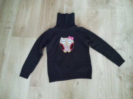 Pletený rolák so sovou, palomino,110