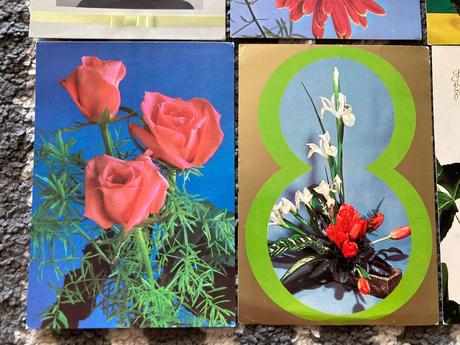 Retro kvetinkové pohľadnice 80-90te roky, 