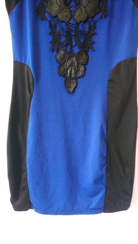 Dámske elastické šaty modro čierne, s