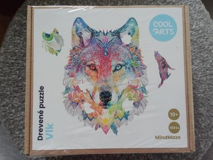 Drevené puzzle vlk,