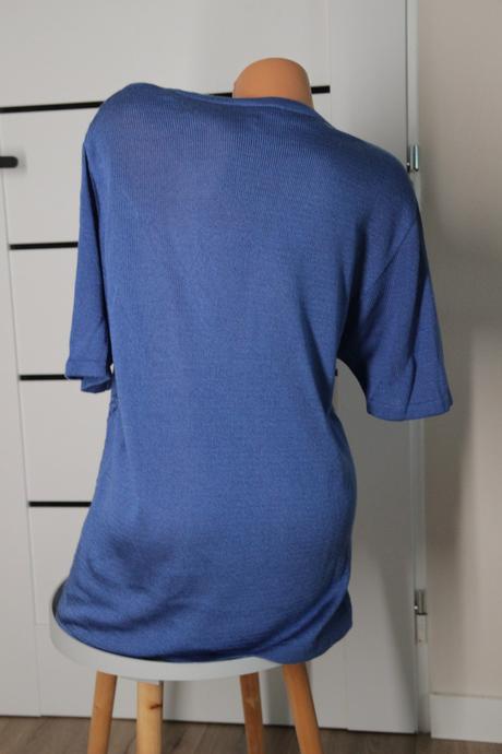 Modrý pletený top s krátkymi rukávmi, xl, xl