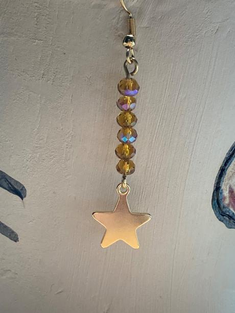 Handmade - zlatá hviezda - ručne robené náušnice, 