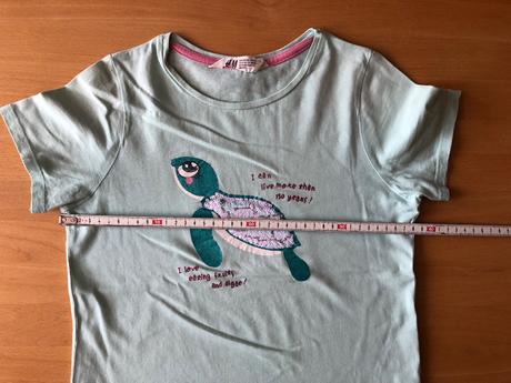 Tyrkysove tricko s korytnackou, h&m,134