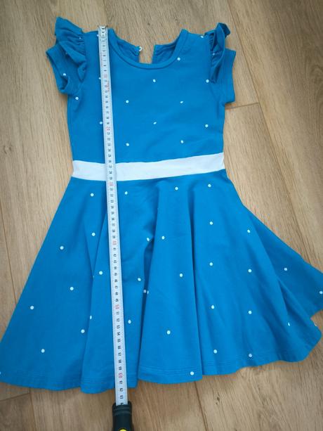 Mama saténové šaty uni modré dcéra točivé 110/116,