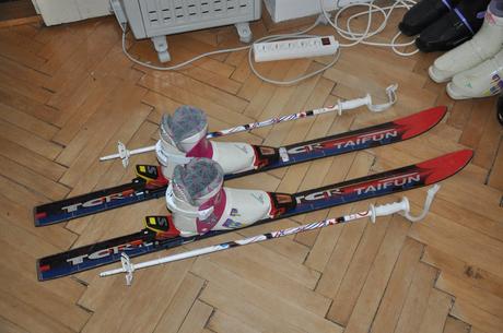 Lyže 120 + lyžiarky, 120-129 cm