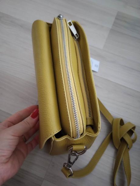 Kožená kabelka horčicová,