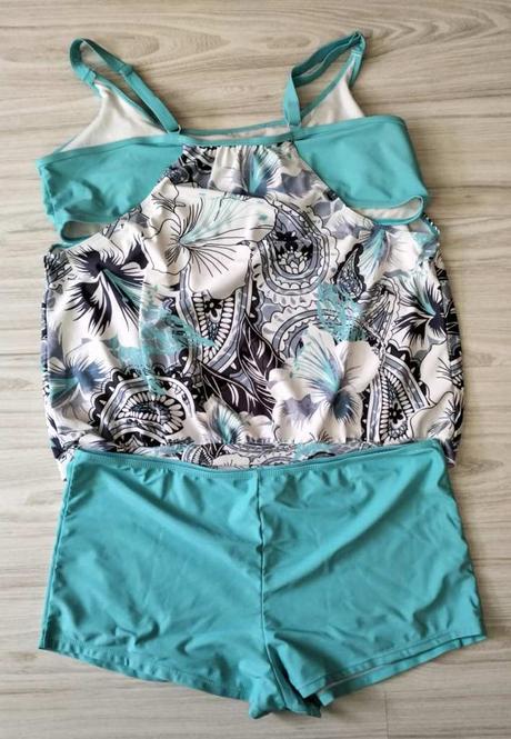 Tyrkysovo biele plavky/tankiny, v. 2xl, xxl