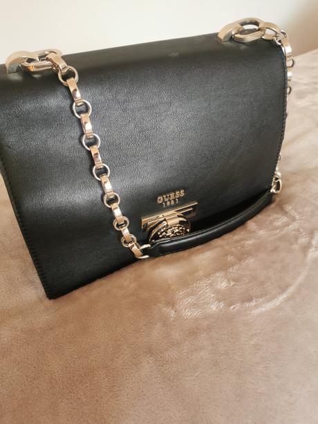 Kožená čierna kabelka guess, guess