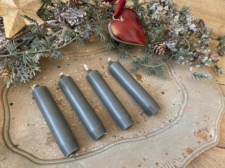 Sviečky olivovo zelené - 4 ks ( sada ), 