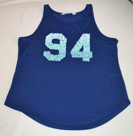 Modré letné tričko s flitrami 146/152 zn. hm, h&m,146