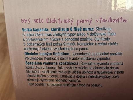 Elektrický parný sterilizátor, bayby