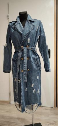 Dámsky dlhý rifľový kabát, m