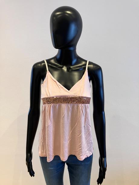 Dámsky ružový top s flitrami amisu (s), amisu,s