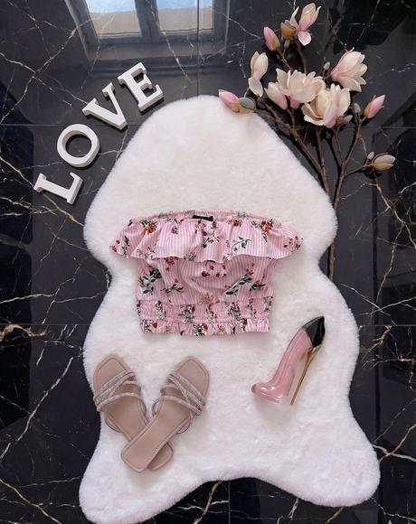 Crop top s volánom, forever friends,s
