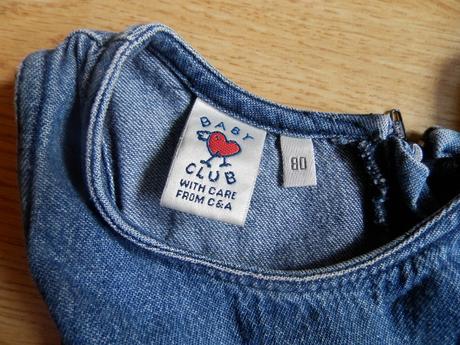 Riflové šatky s vyšívanými kvietkami, c&a,80