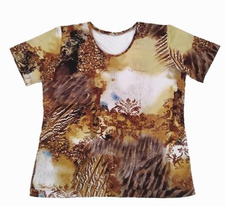 Tričko hnedé vzorované, 42