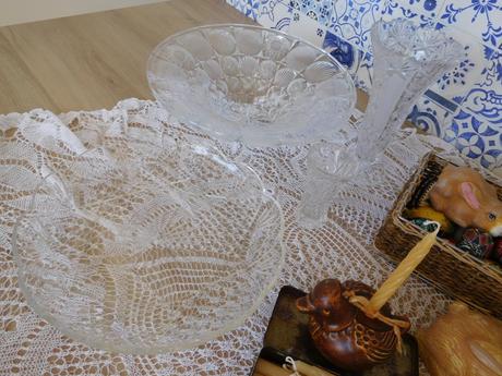 Brúsené sklo, misa váza vázička, 