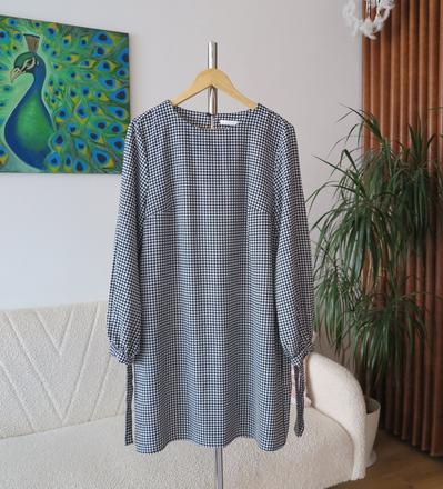 Čierno-biele gingham šaty, h&m,l