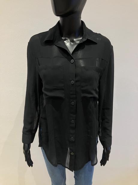 Dámska blúzka bershka čierna priesvitná (xs), bershka,xs