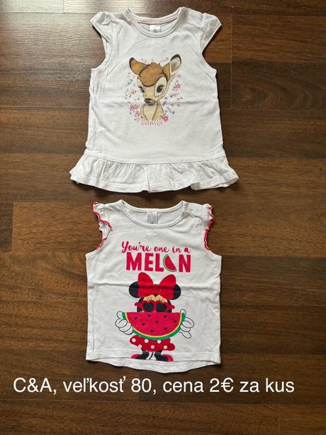 Tričká krátky rukáv, c&a,80