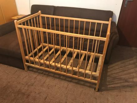 Detská drevená postieľka, šírka (cm): 60,dĺžka (cm): 120