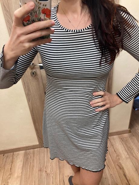 Damske pruhovane rebrovane saty, h&m,s