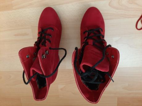 Červené semišové členkové čižmy, 39