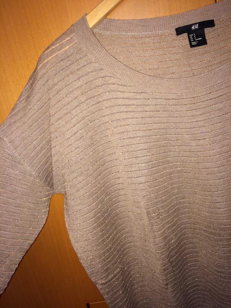 H&m lurexový zlato-hnedý padavý svetrík, h&m,m