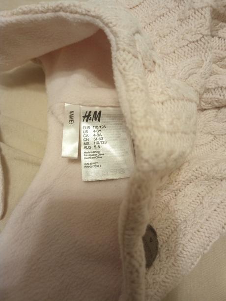 Dievčenská zimná čiapka, h&m,128