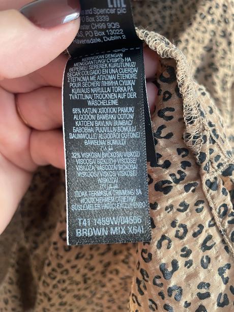Vzorovana hnedocierna bluzka m&s, marks & spencer,42