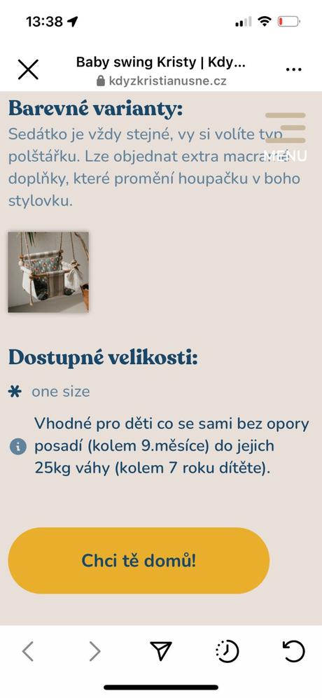 Závesná hojdačka vhodná ako darček, 