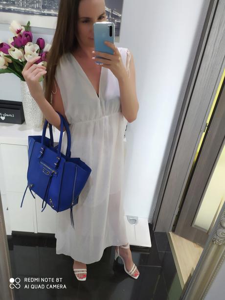 Maxi biele šaty, h&m,s