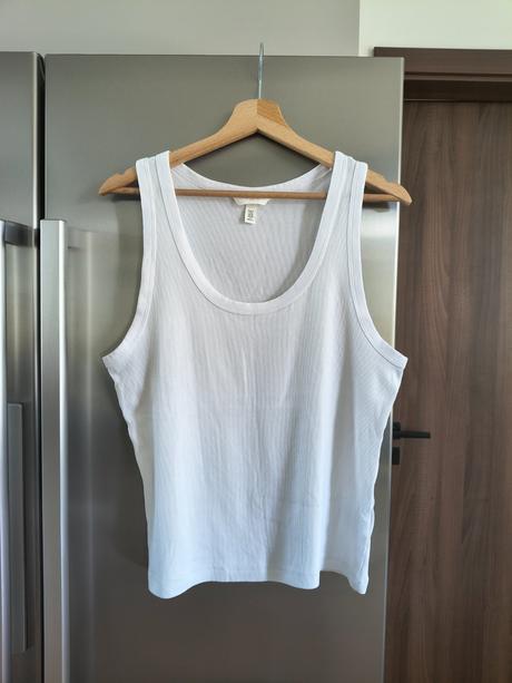 H&m rebrované nové bavlnené elastické tielko l, h&m,l / xl