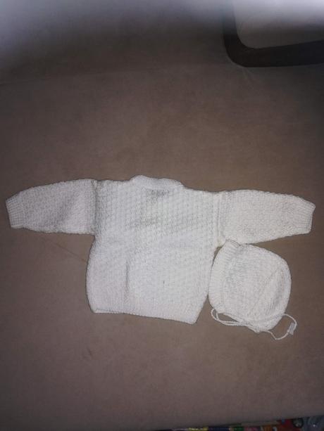 Pletený svetrík a čiapočka - handmade - v.56-62, 56