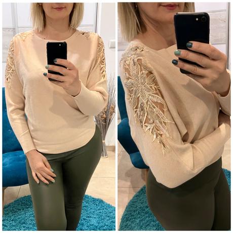 Dámsky sveter s ozdobným rukávom l/xl, l / xl