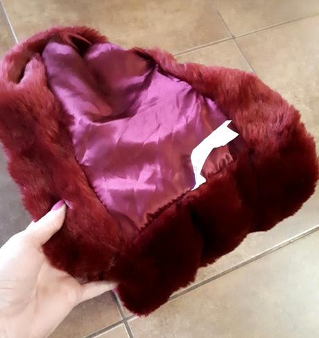 Šál, štóla z umelej kožušiny, bordová, gate