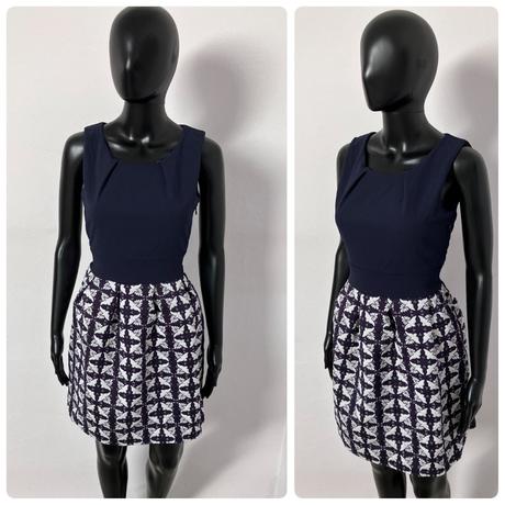 Dámske tmavomodro-biele spoločenské šaty (s), s