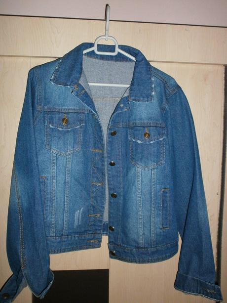 Riflová bunda s dotrhaným vzhľadom-m/l, m