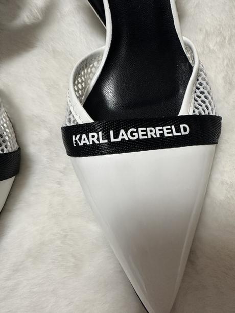 Biele lakované sandálky zn. karl lagerfeld, karl lagerfeld,40