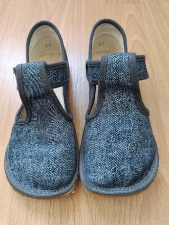 Barefoot detské papuče beda - širší typ grey denim, beda,30
