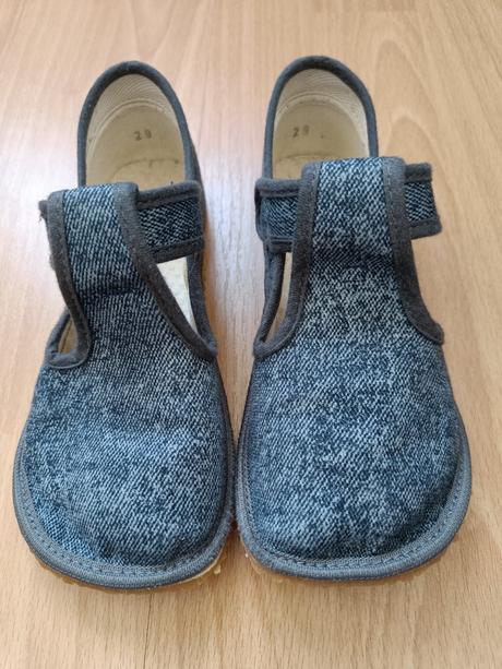 Barefoot detské papuče beda - širší typ grey denim, beda,30