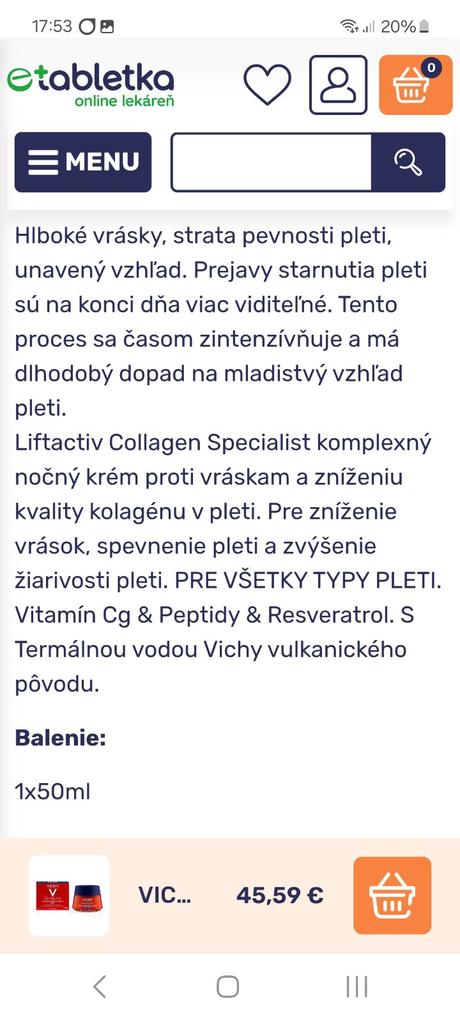 Vichy specialist night proti vráskam, 