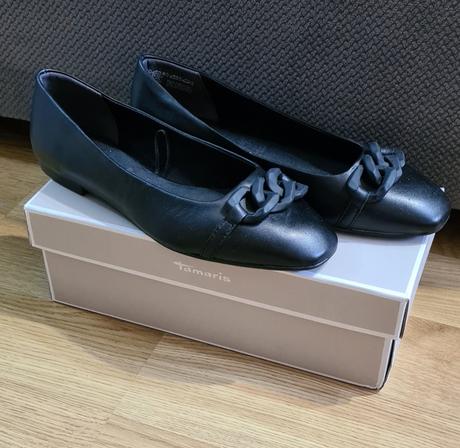 Kožené baleriny čierne tamaris, tamaris,41